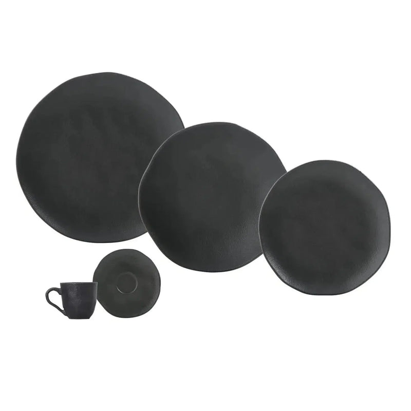 Aparelho de Jantar Stoneware Orgânico Preto Matte 30 Peças Porto Brasil