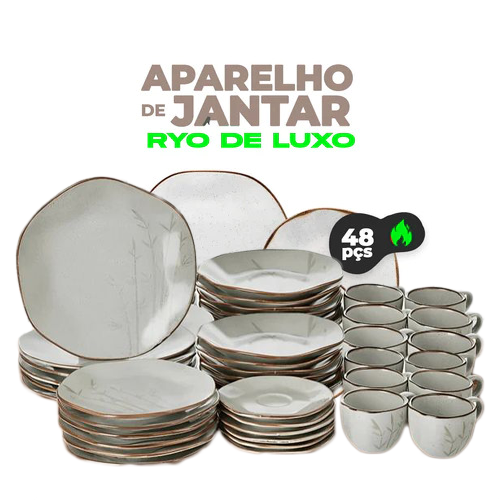 Conjunto de Jantar Ryo de Luxo com 48 Peças em Porcelana