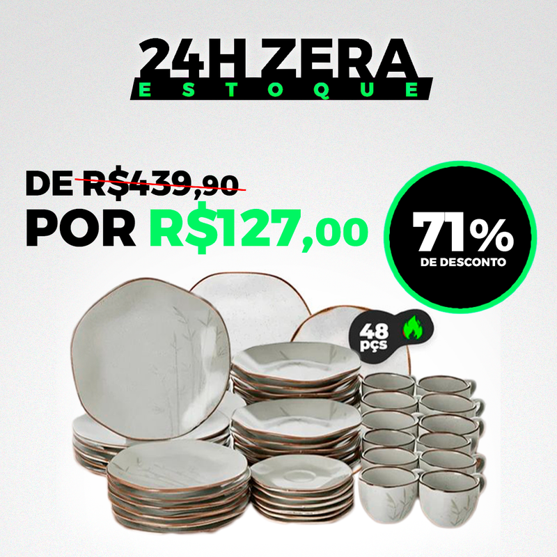 Conjunto de Jantar Ryo de Luxo com 48 Peças em Porcelana